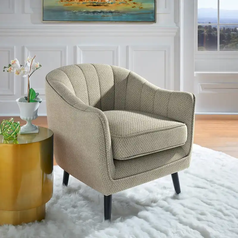 Neath Mid-Century Channel-Tufted Accent Chair with Removable Cushion Cover