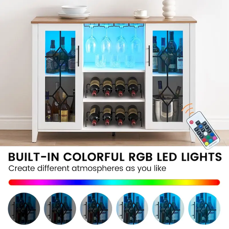 Wine Bar Cabinet with LED Light - 15.7D x 47.2W x 34.61H