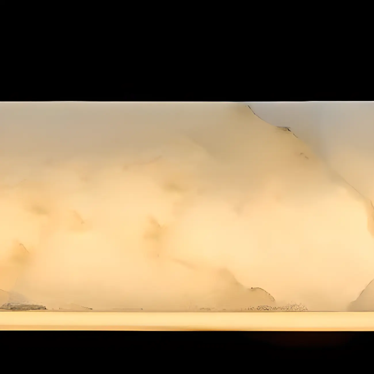 White Rectangle Stone LED Hanging Island Light