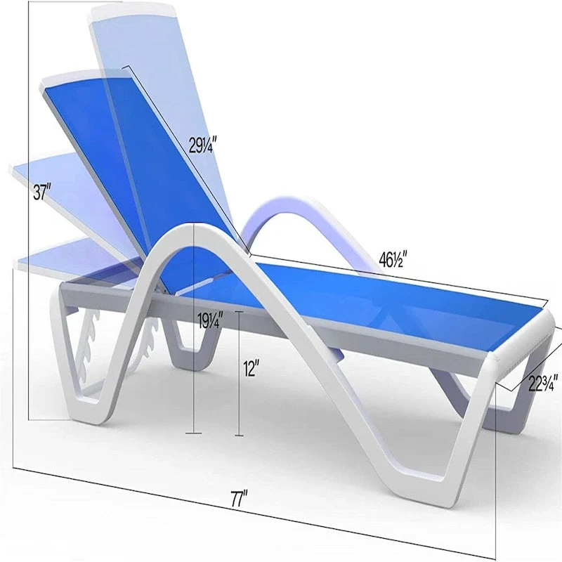 Adjustable Patio Aluminum Chaise Lounge Lounge Chairs with Arm