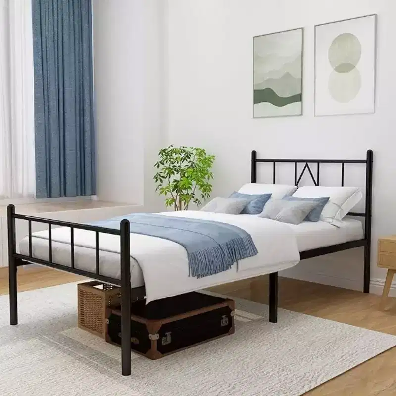 Single Bed XL Size 14 Inches (Approximately 35.6 cm) High Classic Metal Platform Bed Frame with Wrought Iron Headboard
