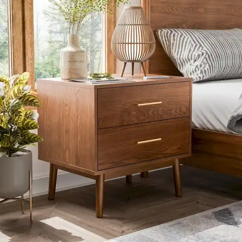 Beau Midcentury 6-Piece Walnut Low Profile Queen Bedroom Set
