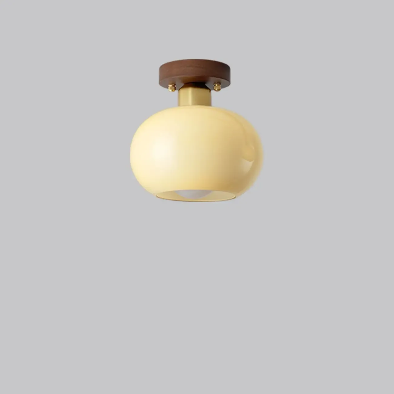 Modern Creamy 1-Light Glass Dome Semi Flush Ceiling Light