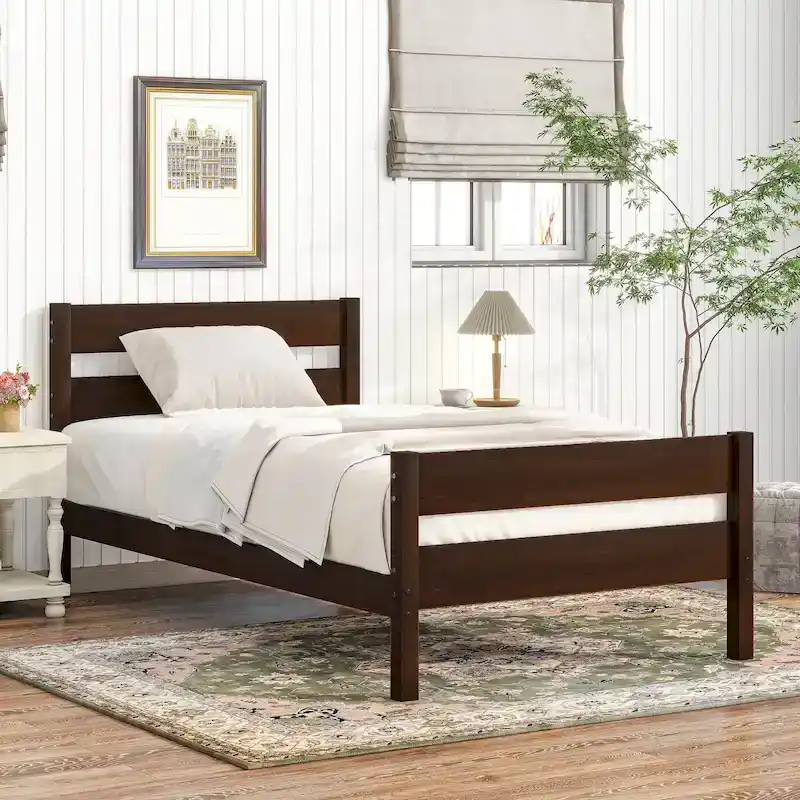 Twin Bed with Headboard and Footboard – Espresso