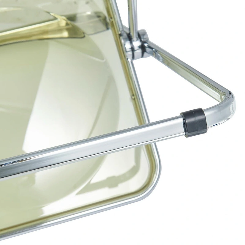 Acrylic Folding Dining Chair with Chrome Frame Set of 4 Lawrence Series by LeisureMod