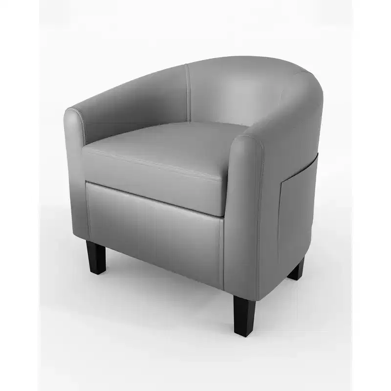 COZONY Faux Leather Accent Chair Set of 2 - Compact Single Seater with Side Pocket, 28W  26D  29H, U-Shaped Backrest, Curved Armrests