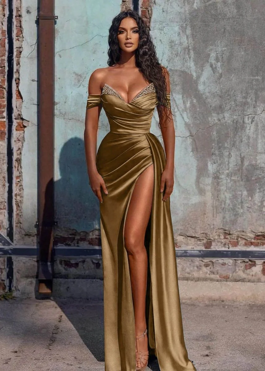 Mermaid Satin Long Prom Dress with Slit