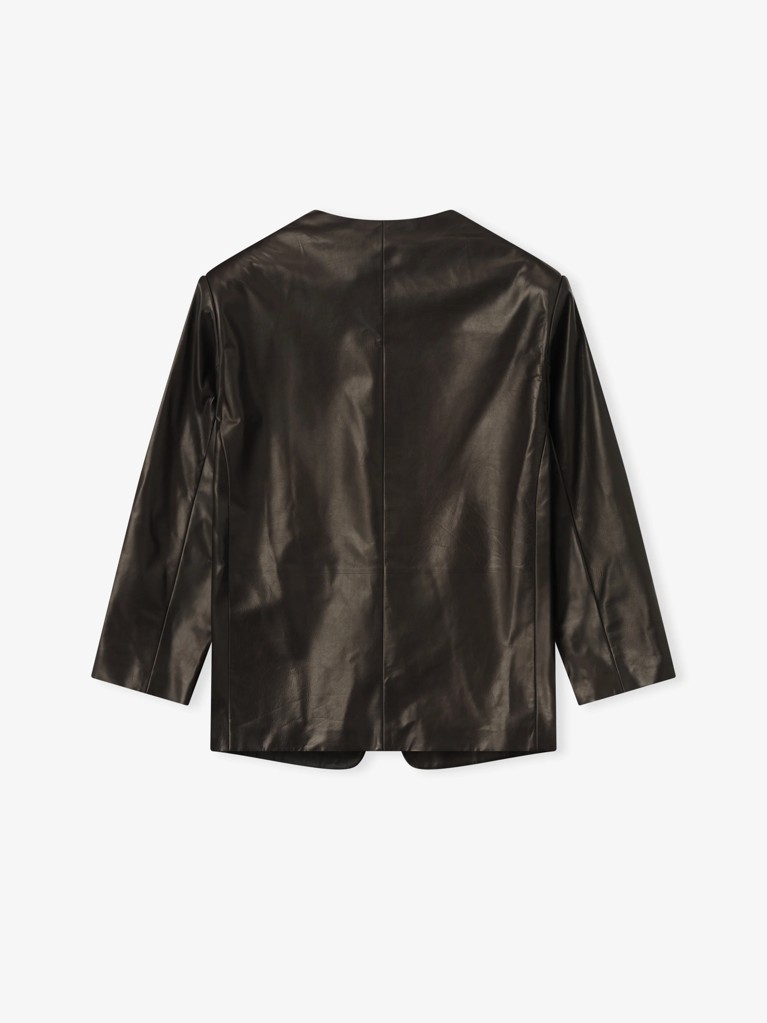 Womens Leather Collarless Jacket