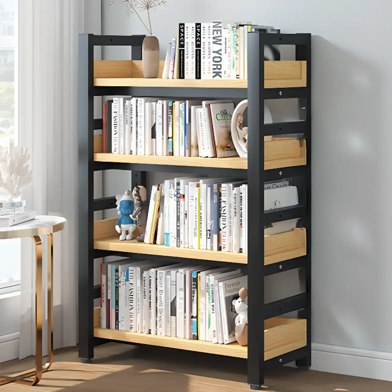 Modish Multi-Layer Open Back Wooden Tall Bookshelves