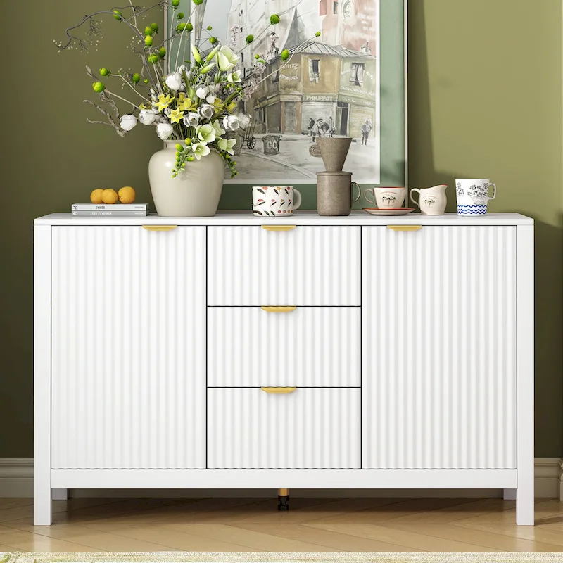 Entryway Console Cabinet with 3 Drawers, 2 Doors and 3 Adjustable Shelves