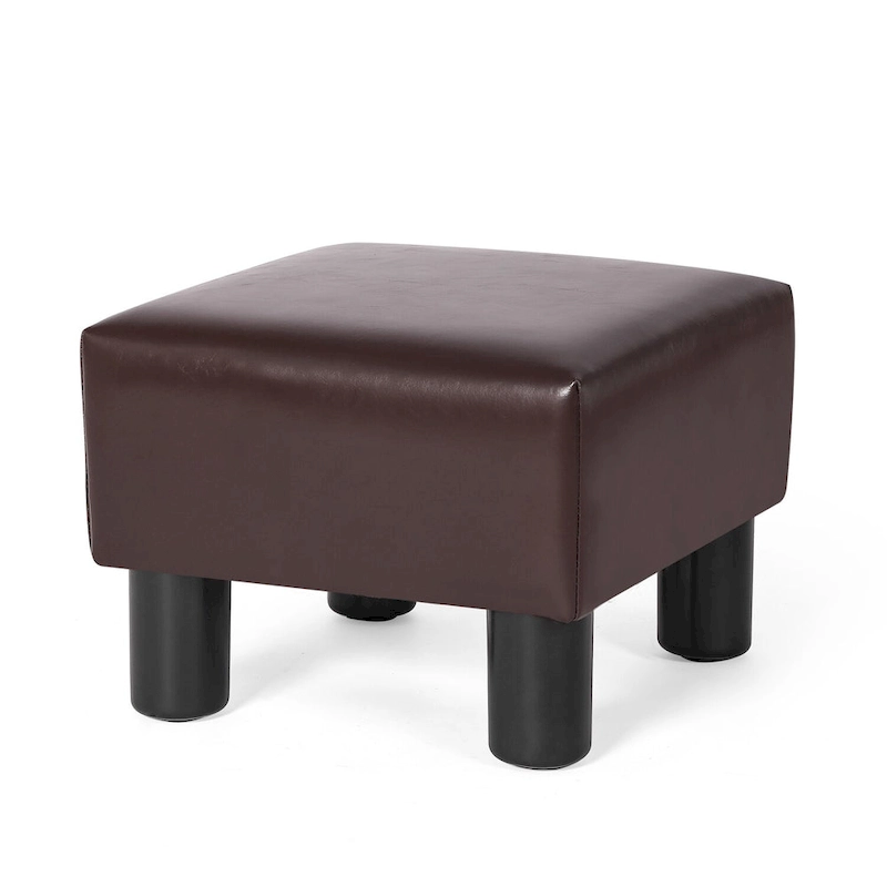 Adeco Footrest Stool Faux Leather Ottoman with Thick Upholstery