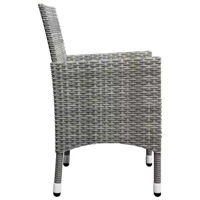vidaXL Patio Bistro Set Bistro Table 3 Piece Poly Rattan and Tempered Glass