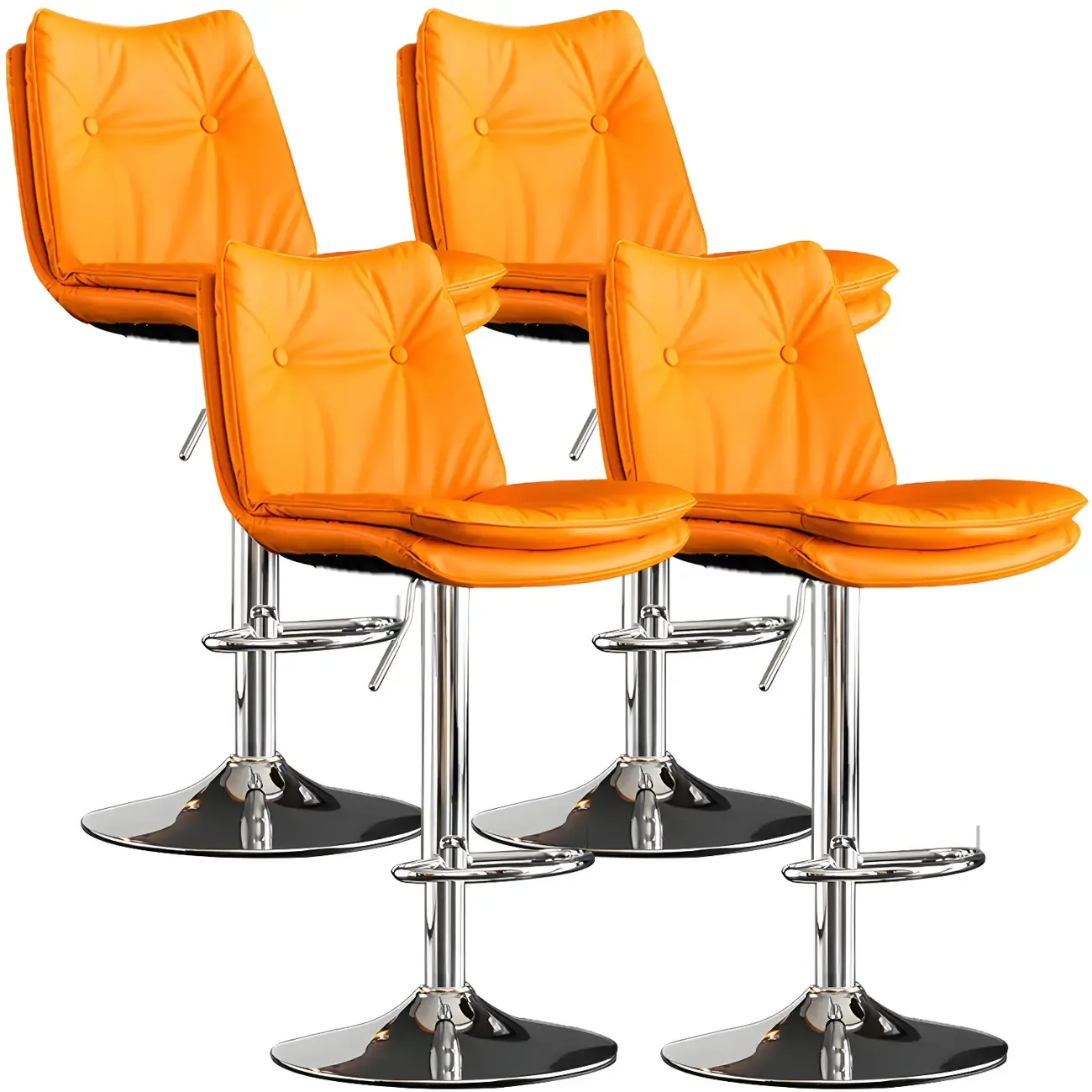 Modern Adjustable Leather Swivel Bar Stools