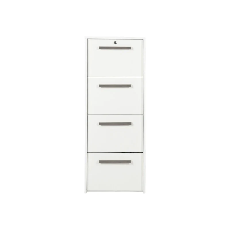 4-Drawer Lateral Filing Cabinet in White Wood Grain - 48.5H x 18.5W x 17.5D