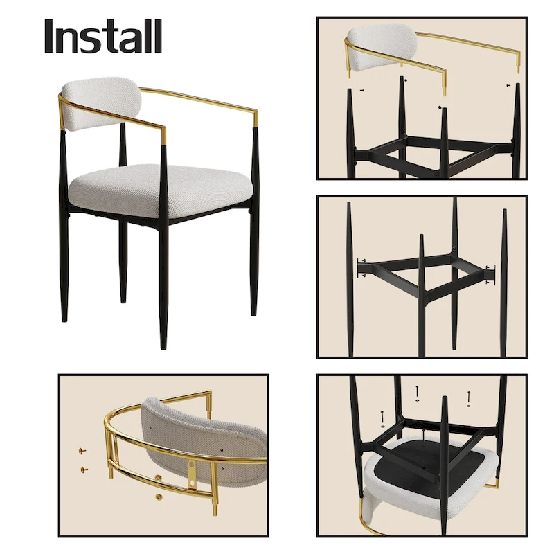 Set of 2 Modern Medieval Dining Chairs,Teddy Velvet, Metal Legs