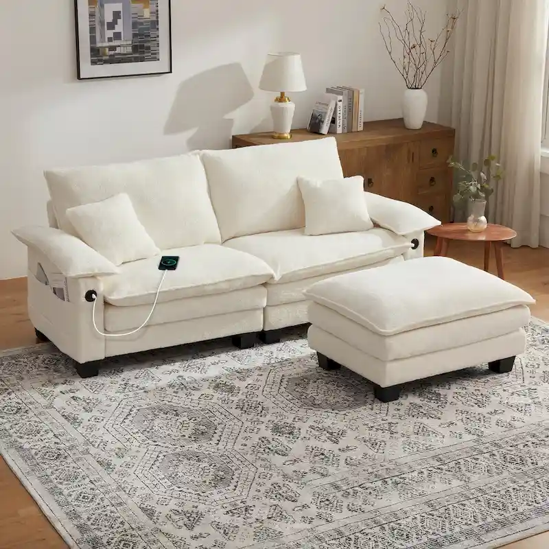 Modular Sectional Sofa with Ottoman and Deep Seat Sleeper