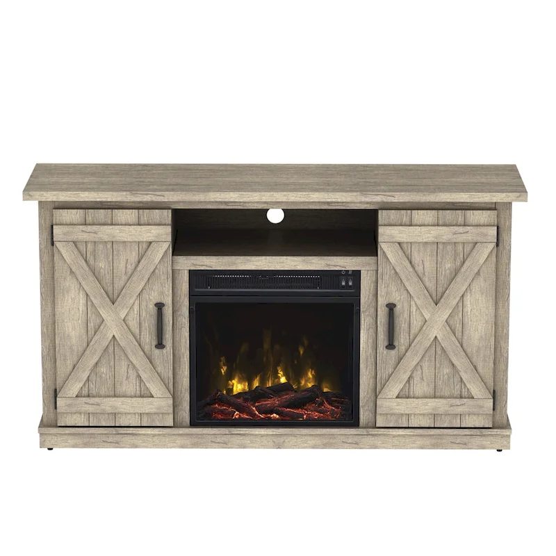 Fireplace TV Stand for TVs up to 55, Ashland Pine - 47.5 inches in width