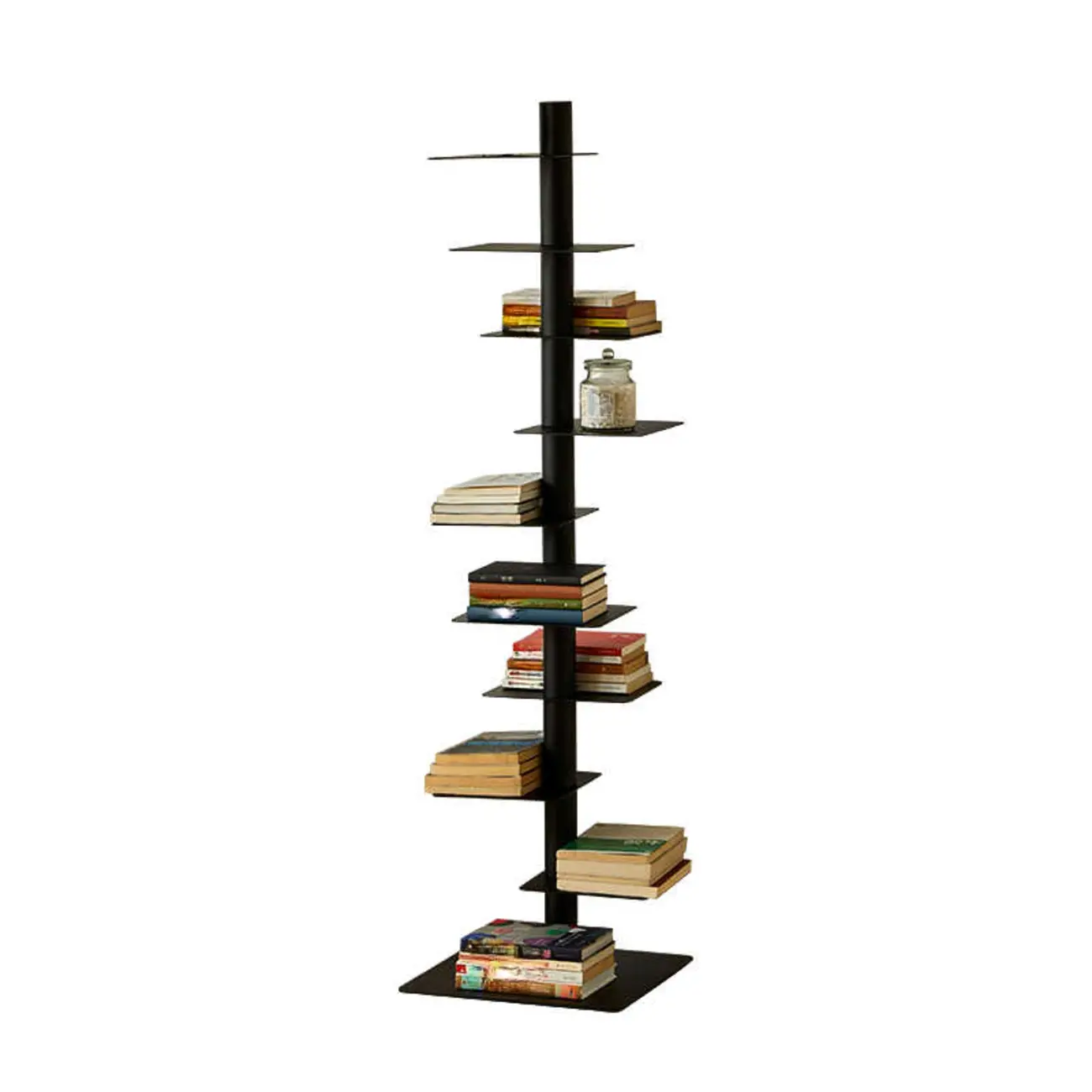 Modern Black Metal Narrow Open Bookcase