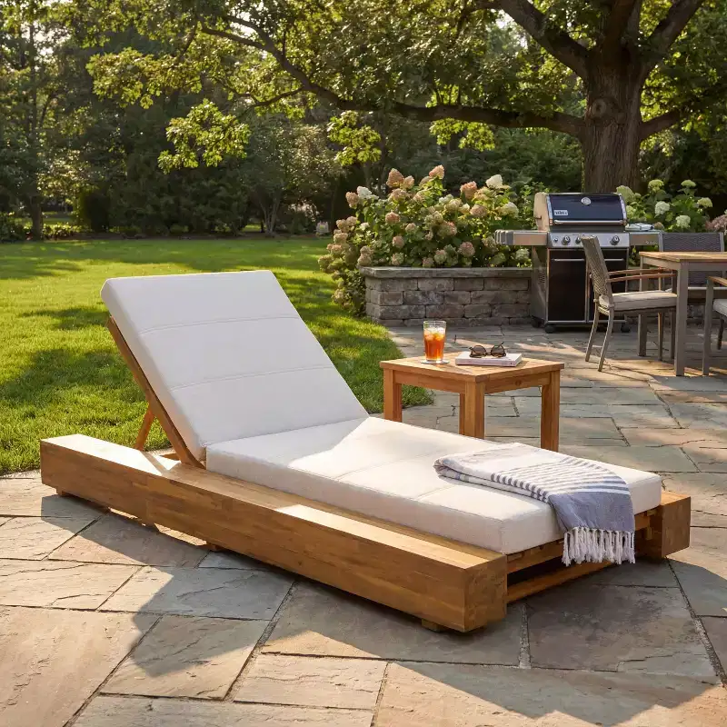 Christopher Knight Home Thomas Patio Acacia Chaise Lounges with Cushion and Adjustable Backrest