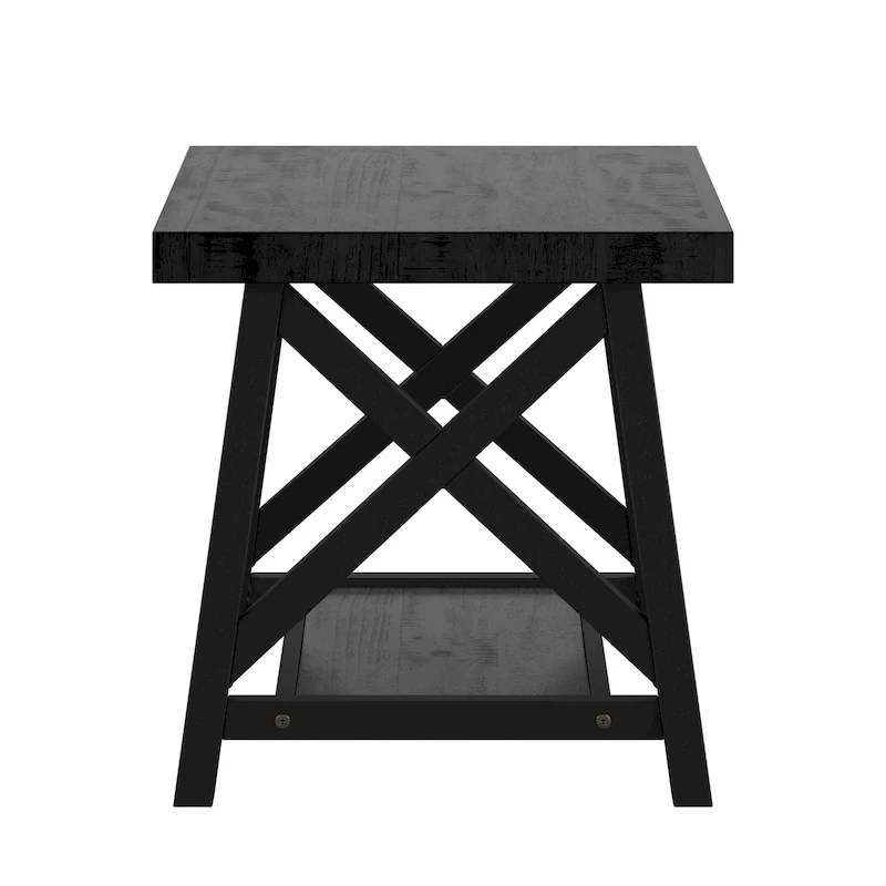 Bryson Rustic X-Base End Table with Shelf by iNSPIRE Q Classic