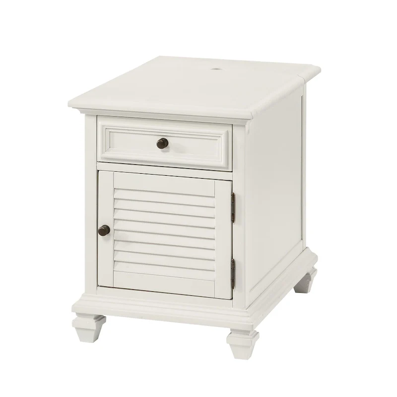 Steve Silver Castana Modern Farmhouse Soft White Side Table with USB