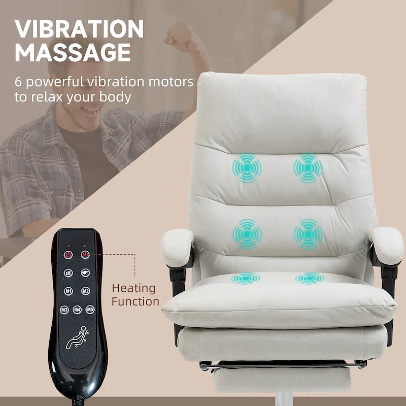 Vinsetto Microfibre Vibration Heated Reclining Massage Office Chair