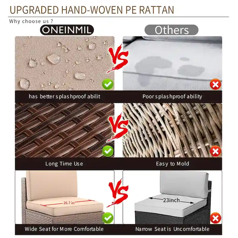 15 Pcs Patio Furniture Sets with 50000 BTU Fire Pit Table