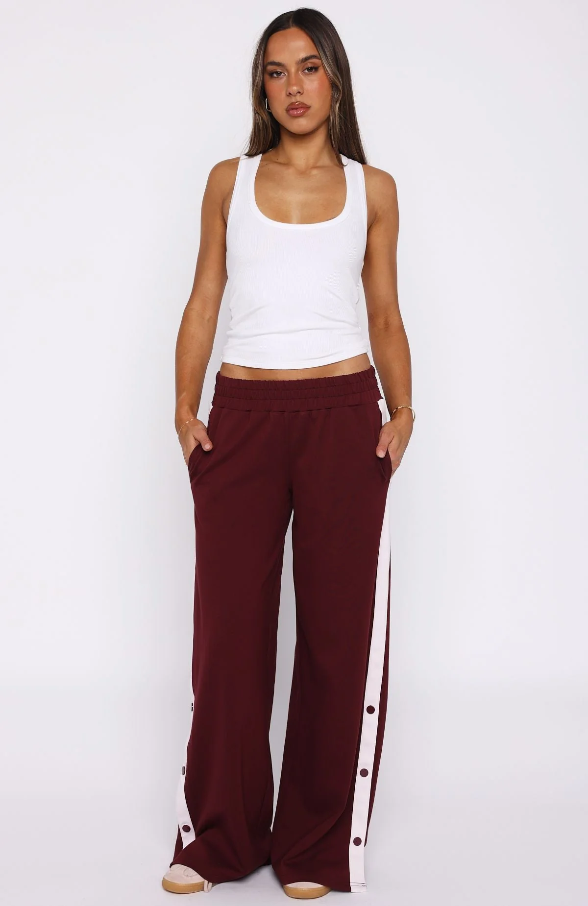 Our Bridges Burned Wide Leg Pants Burgundy