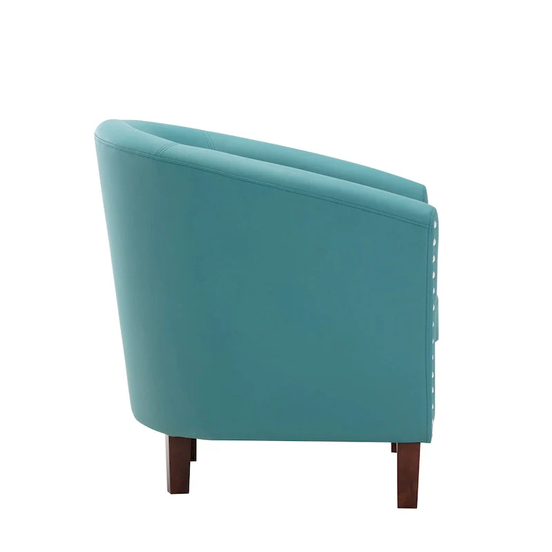 PU Leather Barrel Accent Chair - Brown Single Seat