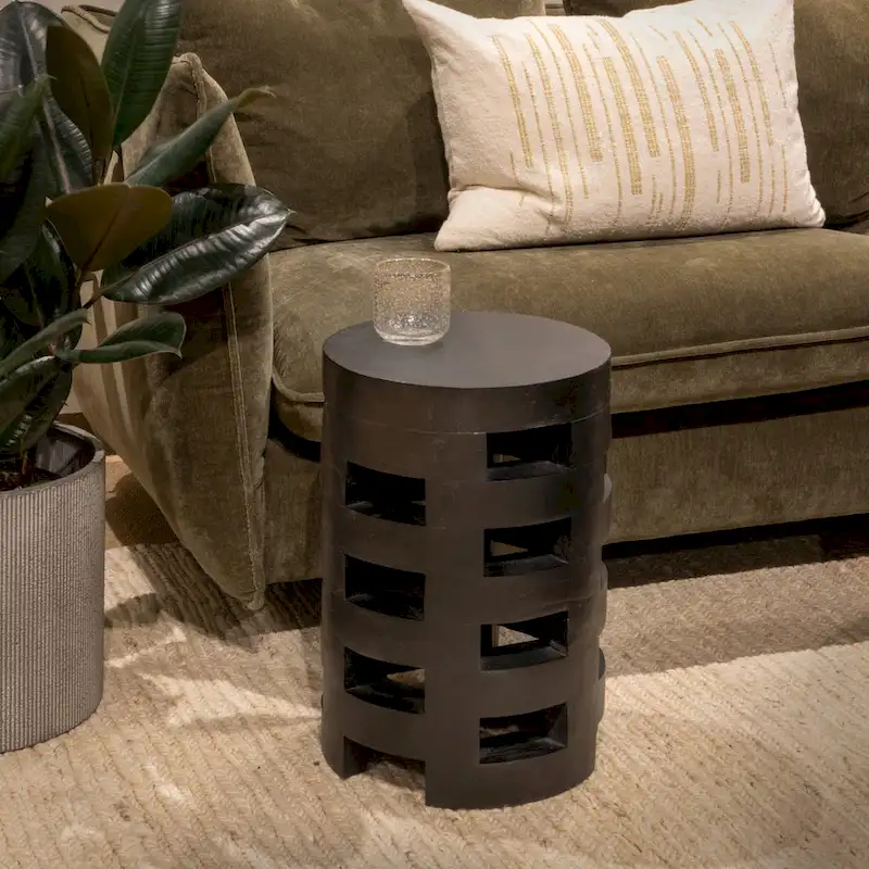 Wood Stool with Textured Surface