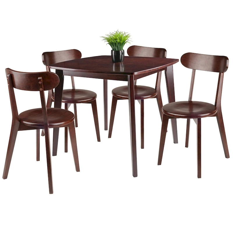 Dining Table with H-Leg Chairs, Walnut