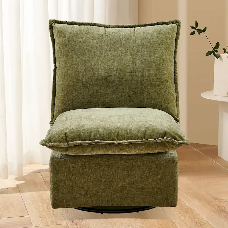 Green 28.74 Chenille Upholstered Swivel Rocking Chair