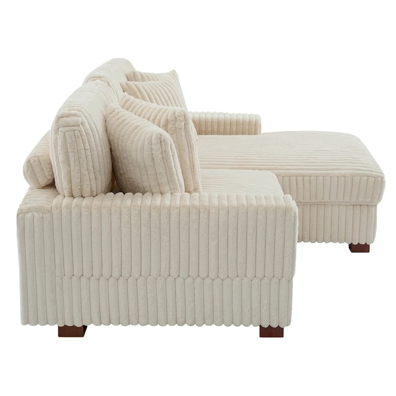 Upholstered Chenille Velvet L Shaped Couch Modular Sofa With Chaise Lounge