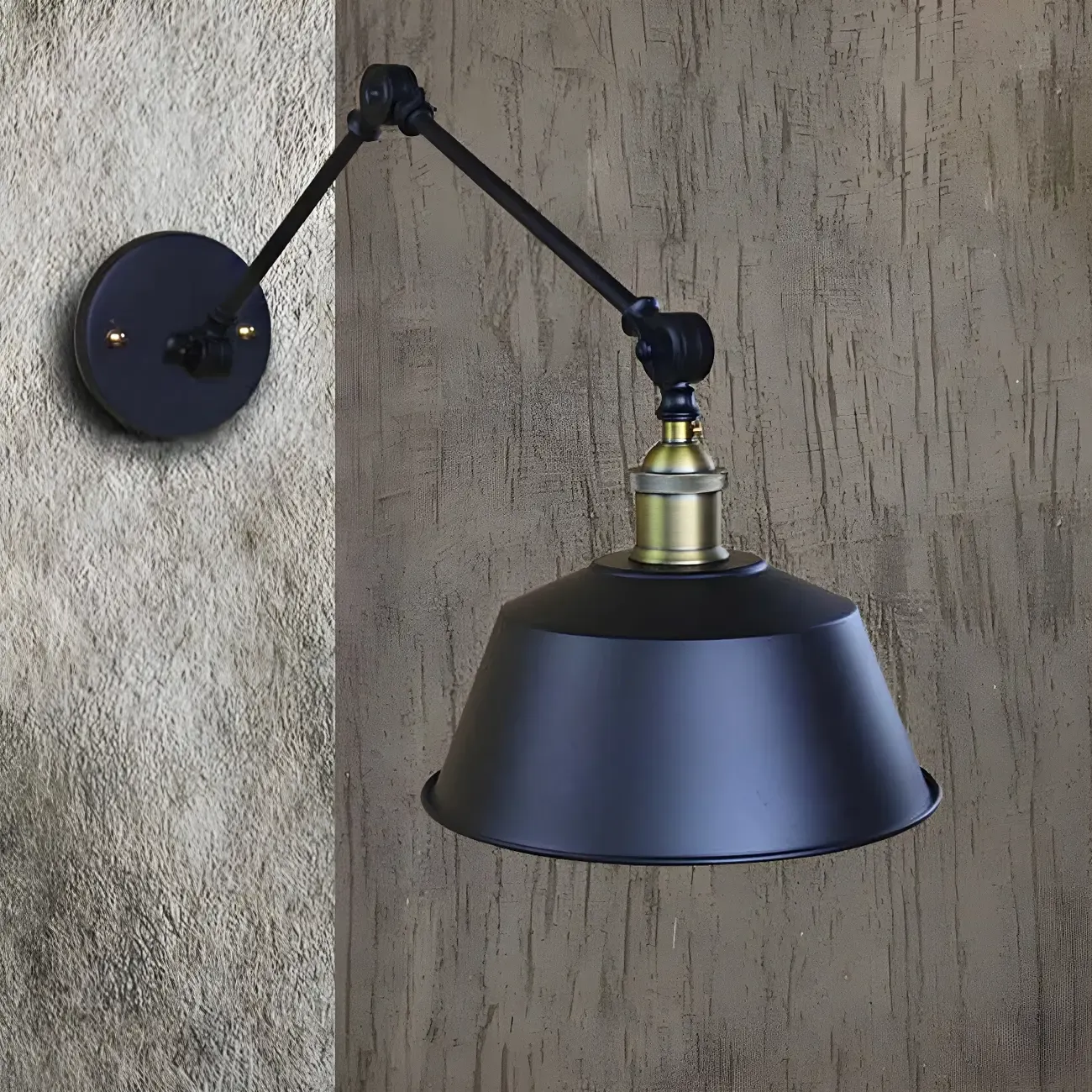 Industrial Black Metal Swing Arm Wall Light