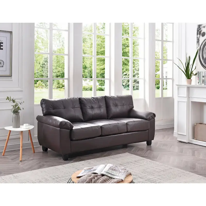 Gallant 78 in. W Flared Arm Faux Leather Straight Sofa - 33L x 78W x 35H