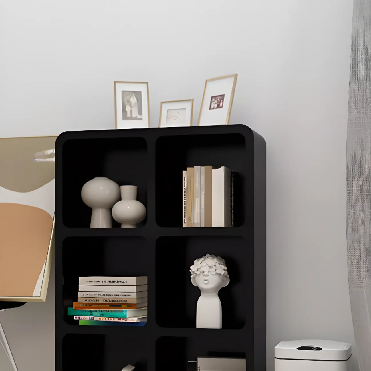 Simple Wooden Closed Back Bookcase in Black