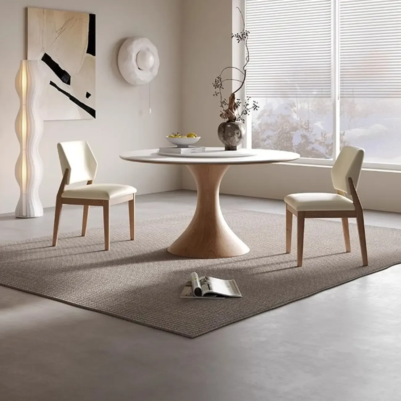 Modern White Stone Round Dining Table