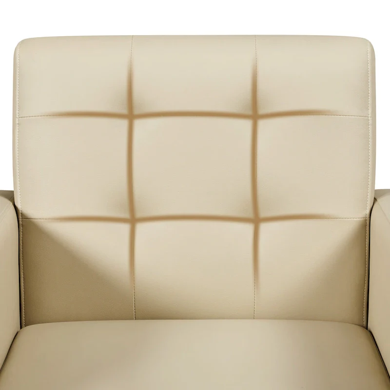 Modern faux leather upholstered armchair with solid wood legs - 28.5 29 33