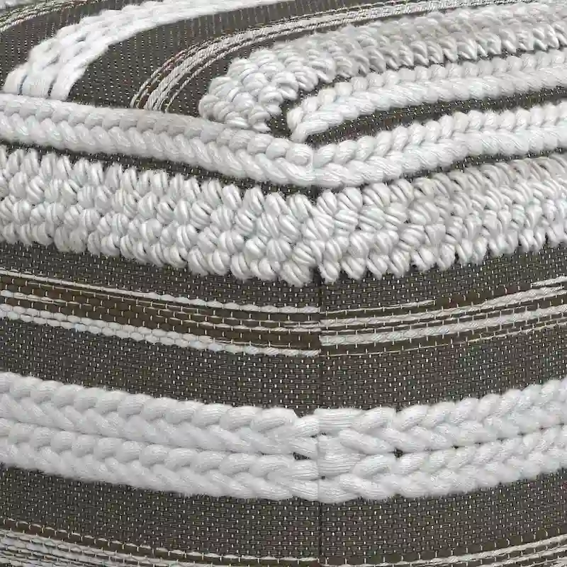 WYNDENHALL Silva Boho Square Pouf in Handloom Woven Pattern