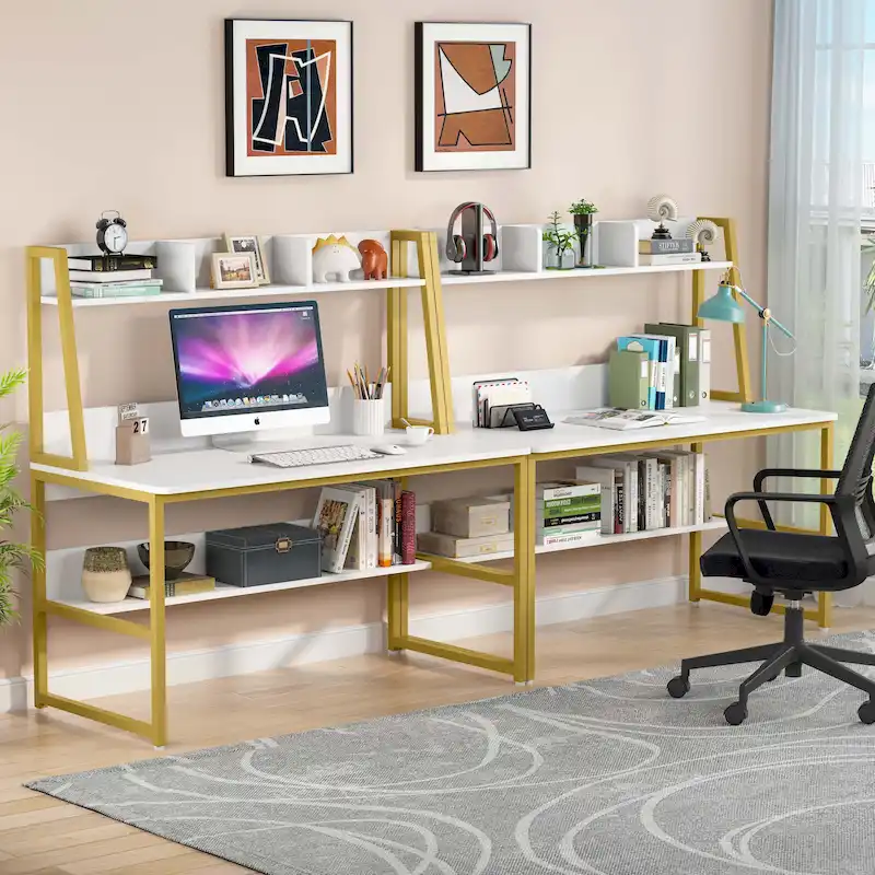 Computer Desk with Hutch and Bookshelf,Home Office Desk,Study Writing Table