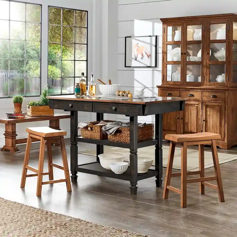 Elena 2-tone Antique Kitchen Island Buffet by iNSPIRE Q Classic