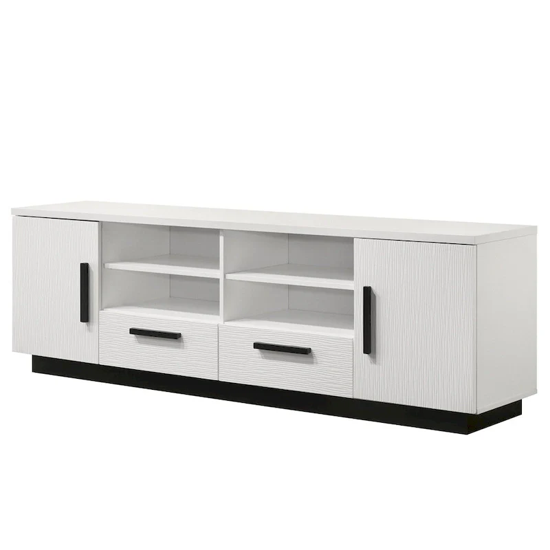 Wood TV Stand with Drawers and Adjustable Shelf