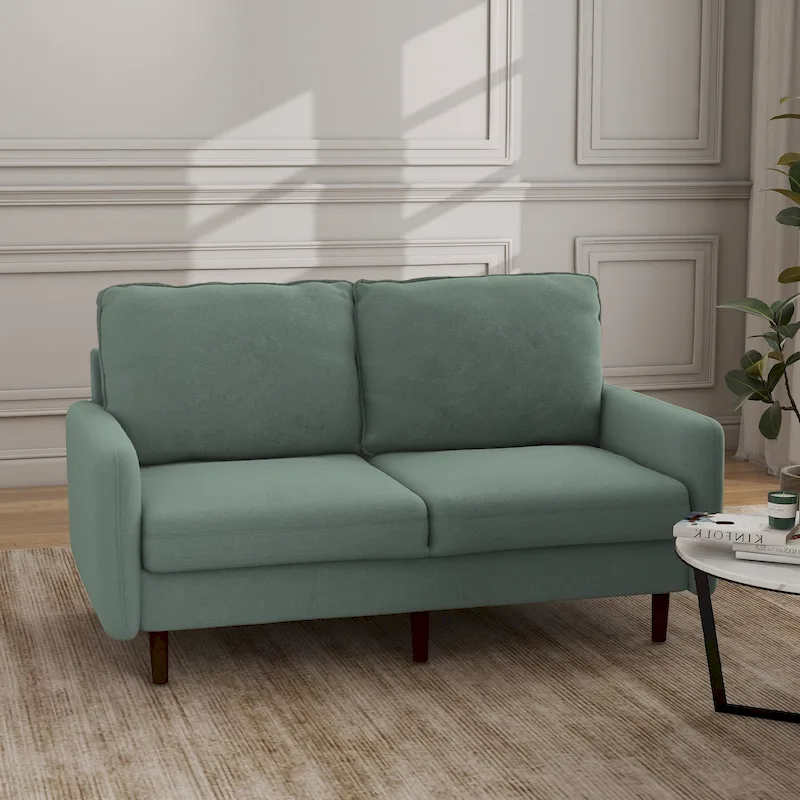Modern Loveseat Velvet Wood Legs Sofa