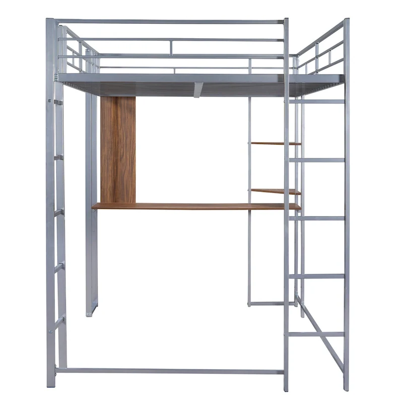 Modern Loft Bed with Ladder, Twin Size with Safety Rail