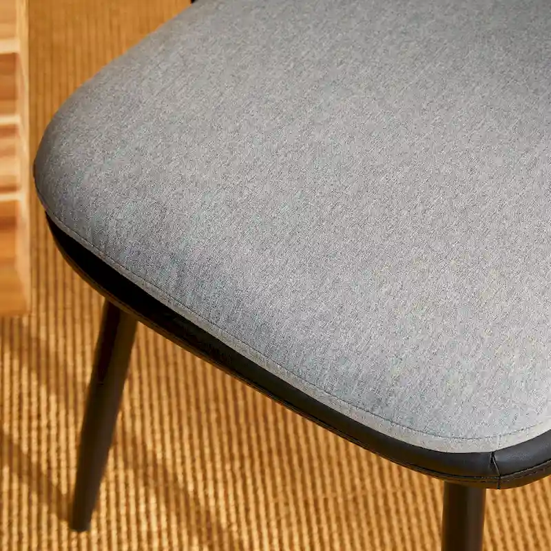 Glitzhome Modern Set of 2/4 PU Leather Mixed Fabric Dining Side Chairs with Metal Legs