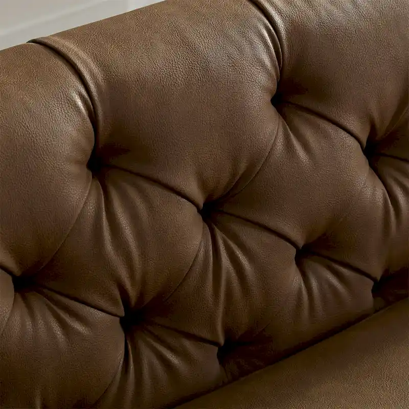 Modern Faux Leather Sofa with Metal Feet