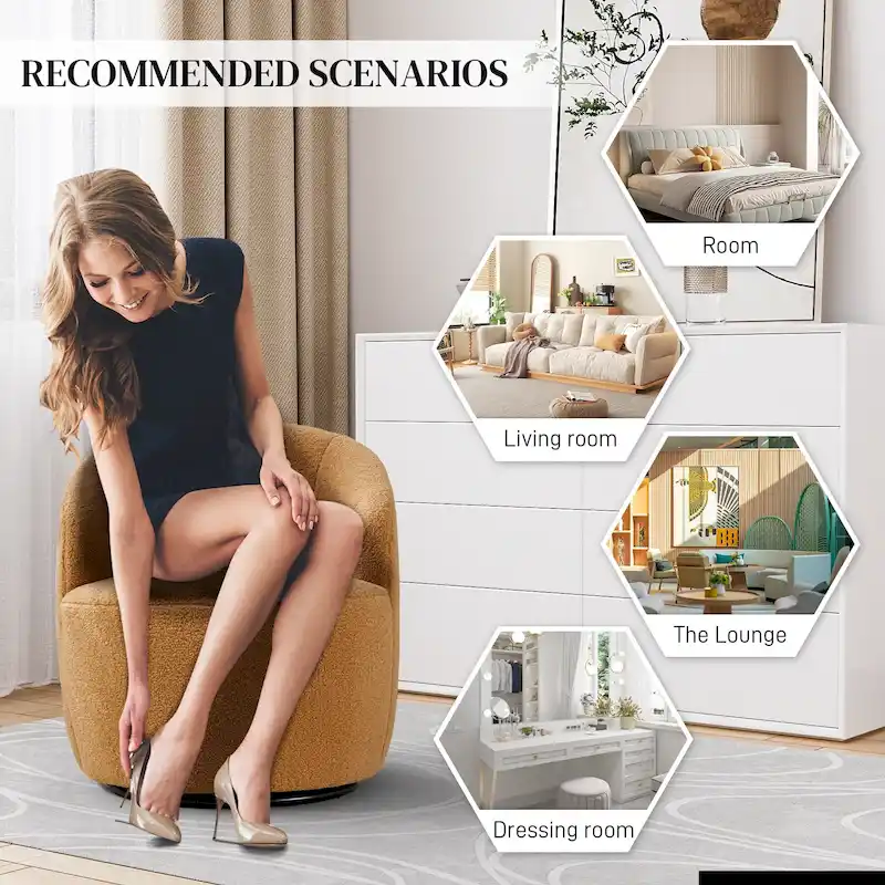 Ouyessir Modern Teddy Upholstered Swivel Barrel Chair(Set of 2)