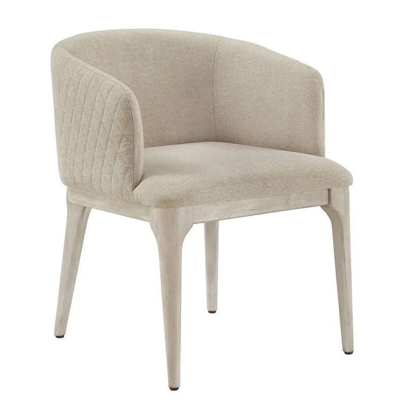Upholstered Dining Chair with Diamond Pattern Back – Beige, Single