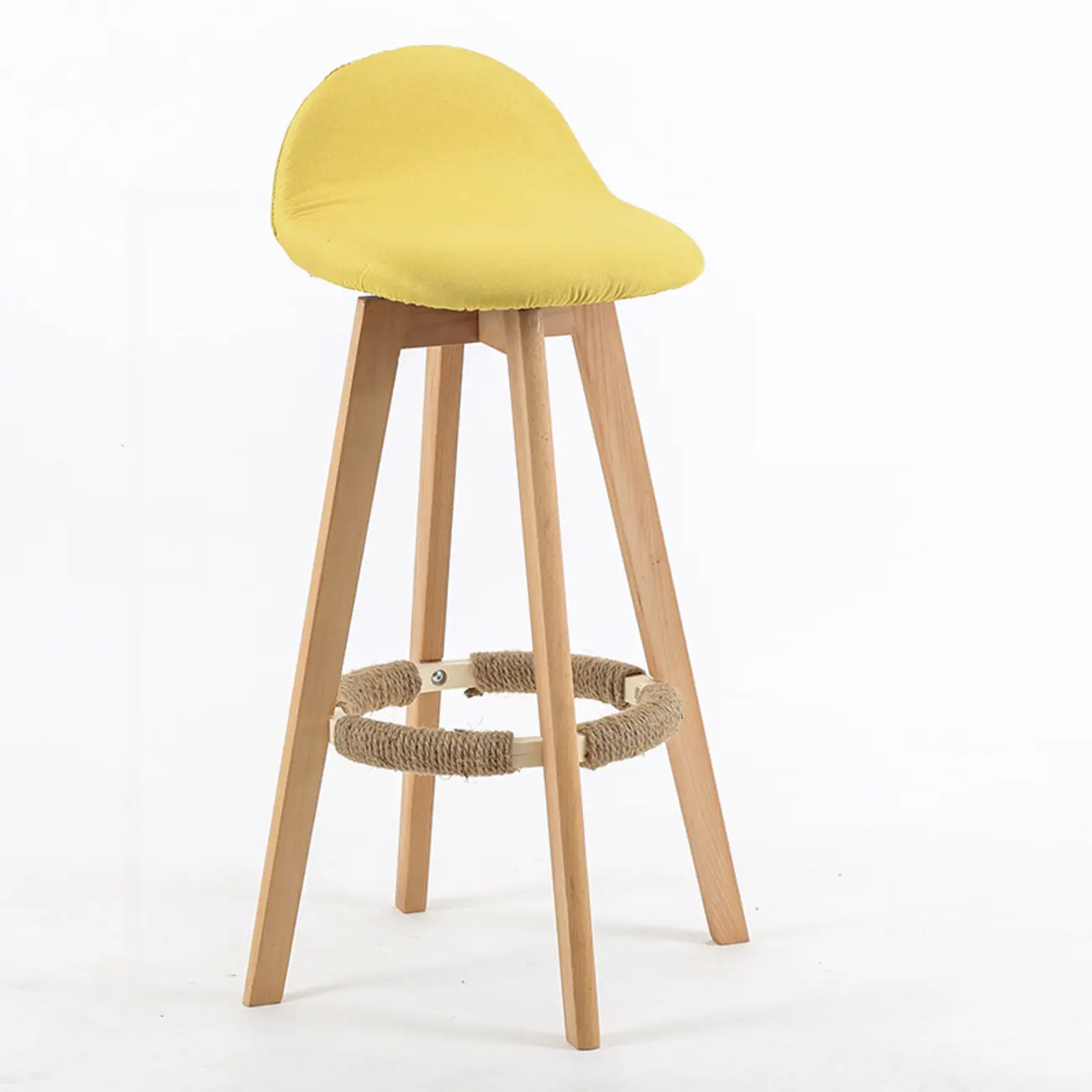 Scandinavian Wood Plush Seat Comfy Design Bar Stool