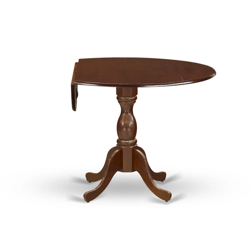 East West Furniture Dublin Modern Kitchen Table - a Round Dining Table Top with Dropleaf & Pedestal Base, (Finish Option)